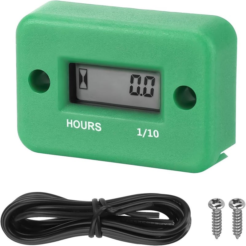 Bittwee Car Digital Inductive Hour Meter Waterproof IP68, for Gas Engine Generator Temperature Gauge Lawn Mower Land Trimmer UTV Brush Cutter Tractor ATV Boat Outboard Motorcycle Dirt Bike (Green) - Image 1